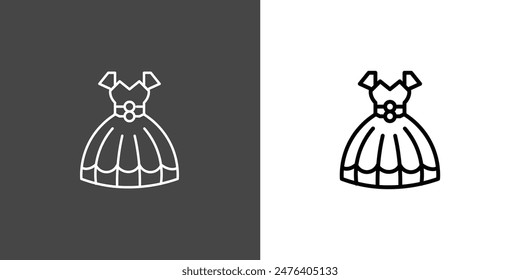 Wedding dress Outline Icon Vector Illustration