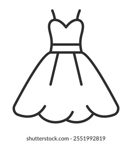 Wedding dress outline icons, minimalist vector illustration and transparent graphic element. Isolated on white background