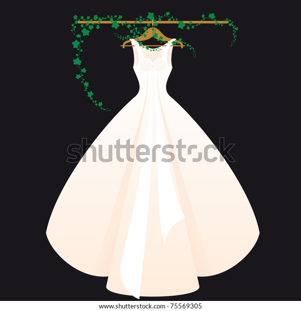 Wedding Dress Pink Black Background Stock Vector Royalty Free