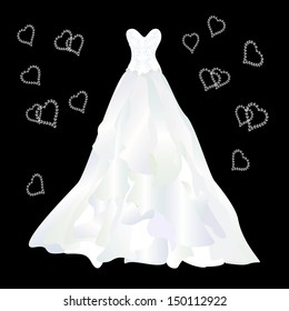 wedding dress with ruffles wedding dress with ruffles on the black background