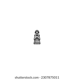 wedding dress skeleton icon with black color