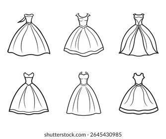 wedding dress sketch icon line art vector illustration
