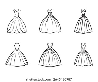 wedding dress sketch icon line art vector illustration