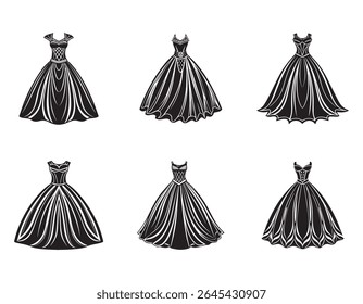 wedding dress sketch icon silhouette vector illustration