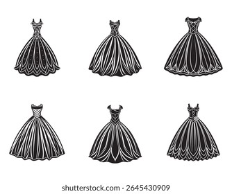 wedding dress sketch icon silhouette vector illustration