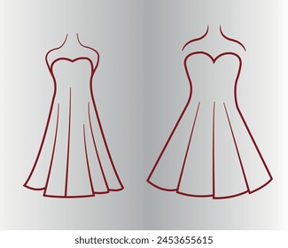 wedding dress vector art illustration design