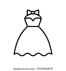 wedding dress vector line icon on a white background Vector line icon on a white background