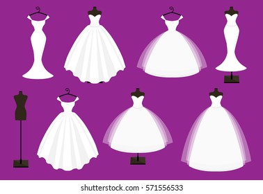 Wedding Dress Vector Set Stock Vector (Royalty Free) 571556533 ...