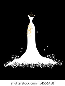 Wedding dress white on hangers