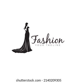 wedding dress  women clothing  boutique  store  logo vector icon symbol illustration design