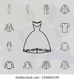 Wedding dresses, clothes icon. Universal set of clothes for website design and development, app development