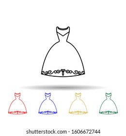 Wedding dresses, clothes multi color style icon. Simple thin line, outline vector of clothes icons for ui and ux, website or mobile application