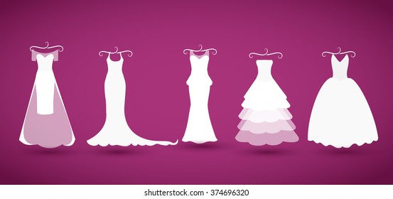 Wedding dresses collection vector