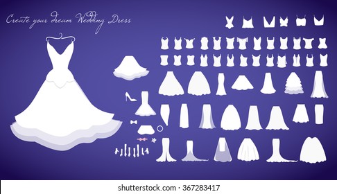 Wedding dresses collection vector - Create your dream Wedding Dress