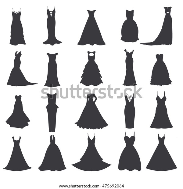 Wedding Dresses Wedding Gown Vector Set Stock Vector (Royalty Free ...