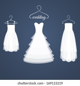 Wedding Dresses on Hangers. Vector EPS 10