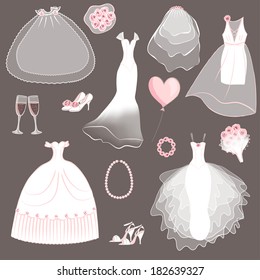 wedding dresses set - vector illustration