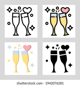 wedding drink icon vector design in filled, thin line, outline and flat style.