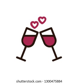 wedding drinks icon in flat style