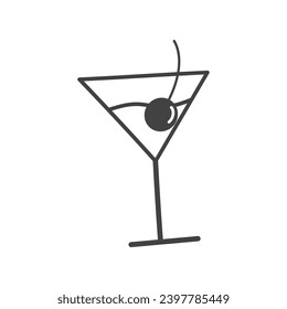 Wedding element of black line set. This artwork captures the wedding theme perfectly, showcasing a beautifully crafted cocktail that adds a touch of celebration to the occasion. Vector illustration.