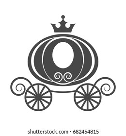 Wedding element pumpkin carriage for invitation card isolated vector on white background