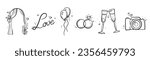 Wedding elements collection. Wedding, bride, love, celebration. Timeline menu on wedding theme. Vector wedding  illustrations for invitations, greeting cards, posters