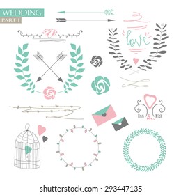 wedding elements for design and decoration. vector background vintage
