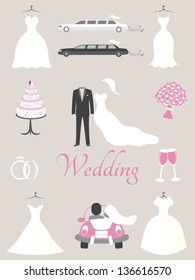 Wedding elements for infographics or invitation.