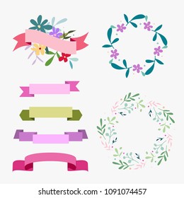 Wedding elements set. Vector romantic floral elements set.Vector for celebration Valentine`s day, Mother`s day, for wedding, Save the date, Birthday invitation and etc.