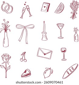 wedding elements sketch collection set