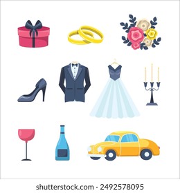 Wedding elements  vector image collection