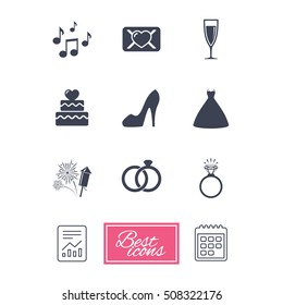 Wedding, engagement icons. Vow love letter.