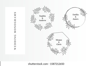 Wedding Engagement Invitation Card Decoration Floral Frame Monograms Logos