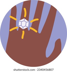 Anillo de compromiso de bodas en una ilustración de vector manual