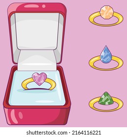 Wedding Engagement Rings with Box Vector
