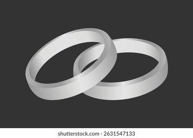 Wedding and engagement rings vector, illustration. Rings set of silver, engagement rings, vector illustration. 