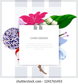 Wedding Event Invitation card design with Tropical flowers, invite thank you, rsvp modern event cards designs. Tropical floral leaf branches can be use in brochure, layout, flyer in A4 size