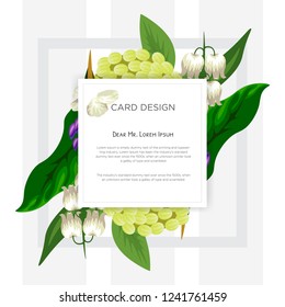 Wedding Event Invitation card design with Tropical flowers, invite thank you, rsvp modern event cards designs. Tropical floral leaf branches can be use in brochure, layout, flyer in A4 size