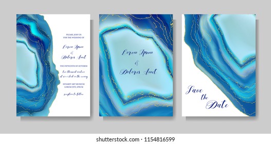 Wedding fashion geode or marble template, artistic covers design, colorful texture, realistic backgrounds. Trendy pattern, geometric brochure, save the date cards, graphic poster. Vector illustration.