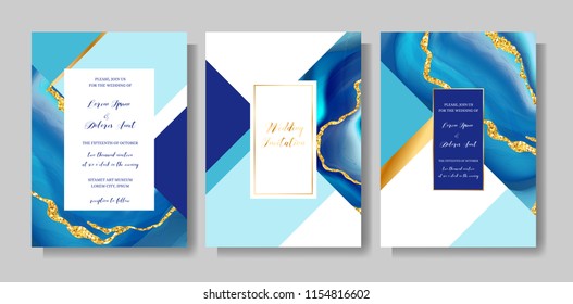 Wedding fashion geode or marble template, artistic covers design, colorful texture, realistic backgrounds. Trendy pattern, geometric brochure, save the date cards, graphic poster. Vector illustration.