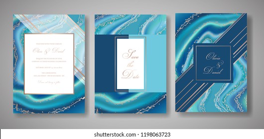 Wedding fashion geode or marble template, artistic covers design, colorful texture, realistic backgrounds. Trendy pattern, geometric brochure, save the date cards, graphic poster. Vector illustration