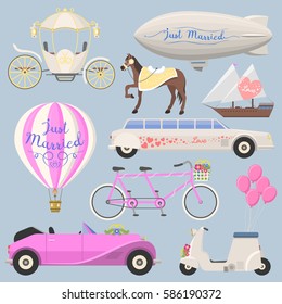 Wedding fashion transportation vector illustration.