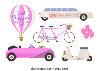 Wedding fashion transportation vector illustration.