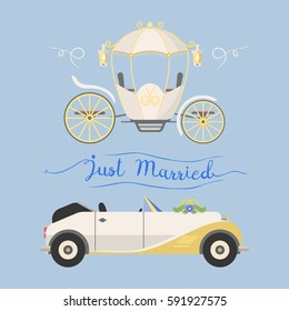 Wedding fashion transportation vector illustration.