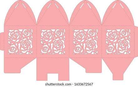 Wedding Favor Box vector template rose laser cut