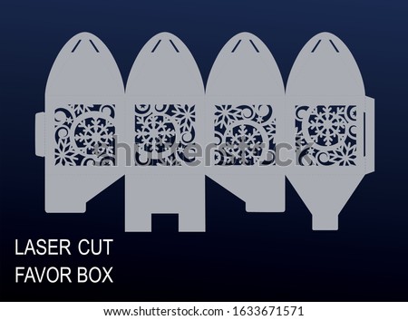 Wedding Favor Box vector template snowflakes winter laser cut