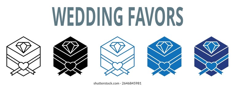 casamento favores ícone conjunto. contém ícone, vetor, ilustração, casamento, fornecedores, evento, favores, presentes, opções, lembranças