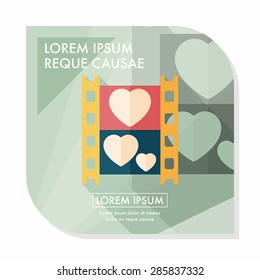 wedding film flat icon with long shadow,eps10