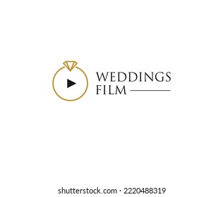 Plantilla de diseño de logotipo del servicio de producción de películas de bodas