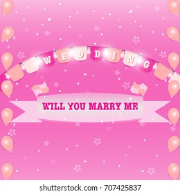 Wedding flags and marry ribbon sweet background, stock vector